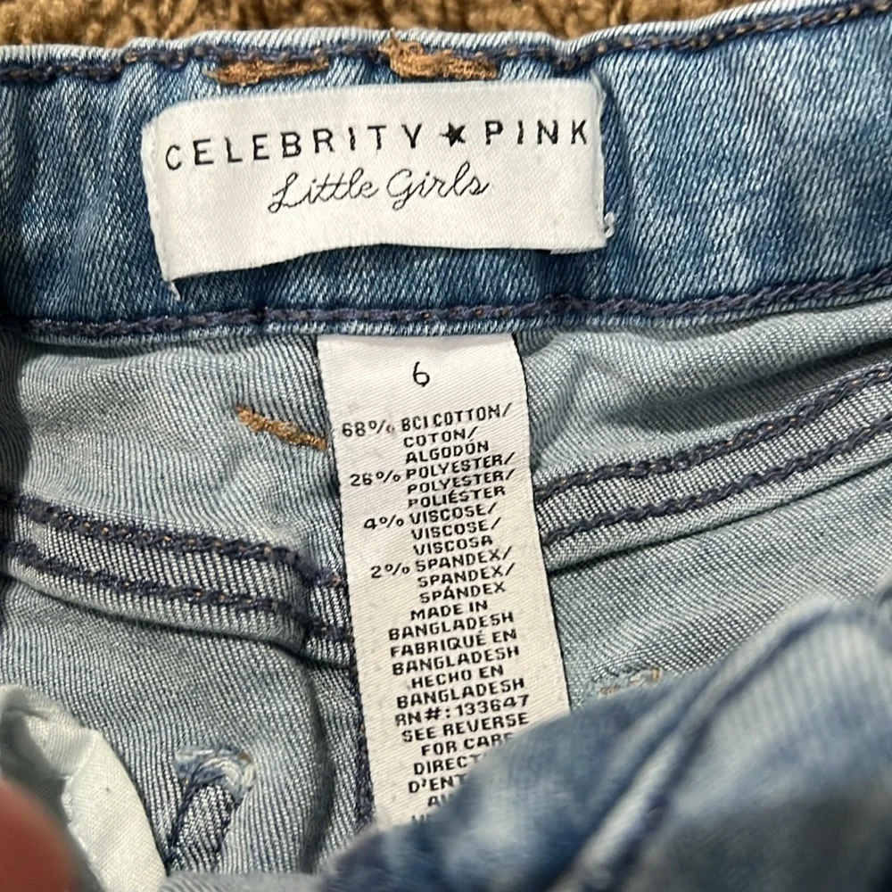Celebrity Pink Blue Jeans with Distressed Details